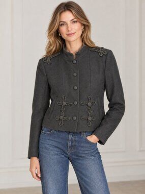 Madewell Buckley Tailors NWOT Black Woool Blend Military Cropped Blazer Jacket 2